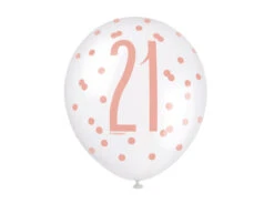 Ballonnen 21 Jaar Rose Goud 30cm 6st -Feestspullen Winkel ballonnen 21 jaar rose goud 30cm 6st 1