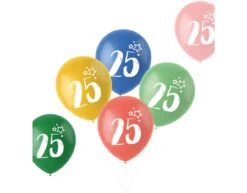Ballonnen 25 Jaar Gekleurd 33cm 6st