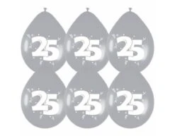 Ballonnen 25 Zilver Party 30cm 6st