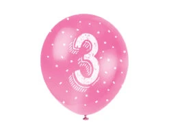Ballonnen 3 Jaar Confetti 30cm 5st -Feestspullen Winkel ballonnen 3 jaar confetti 30cm 5st 1