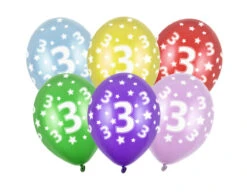 Ballonnen 3 Jaar Gekleurd Metallic 30cm 6st