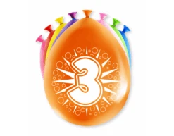 Ballonnen 3 Jaar Hoera 30cm 8st