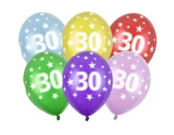 Ballonnen 30 Jaar Gekleurd Metallic 30cm 6st
