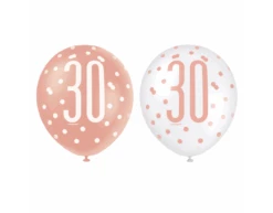 Ballonnen 30 Jaar Rose Goud 30cm 6st