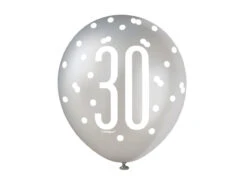 Ballonnen 30 Jaar Stippen Zwart 30cm 6st -Feestspullen Winkel ballonnen 30 jaar stippen zwart 30cm 6st 2