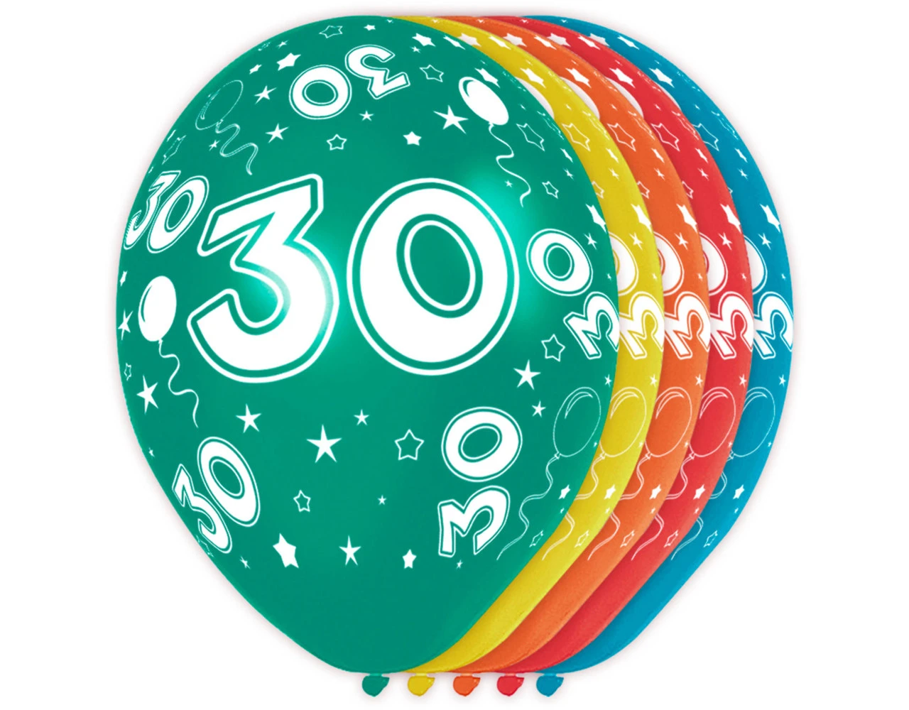 Ballonnen 30 Jaar Versiering 30cm 5st 2 Ballonnen 30 Jaar Versiering 30cm 5st - Afbeelding 2