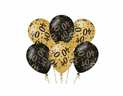 Ballonnen 40 Jaar Goud Zwart 30cm 6st