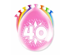 Ballonnen 40 Jaar Hoera 30cm 8st