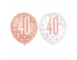 Ballonnen 40 Jaar Rose Goud 30cm 6st