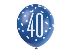 Ballonnen 40 Jaar Stippen Blauw 30cm 6st -Feestspullen Winkel ballonnen 40 jaar stippen blauw 30cm 6st 1
