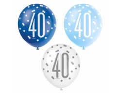 Ballonnen 40 Jaar Stippen Blauw 30cm 6st