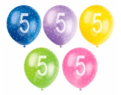 Ballonnen 5 Jaar Confetti 30cm 5st