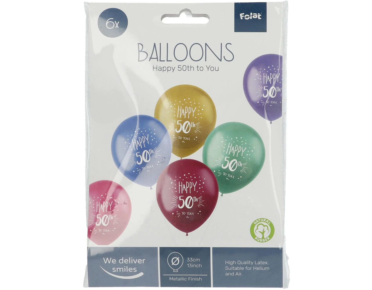 Ballonnen 50 Jaar Happy 50th 33cm 6st 2 Ballonnen 50 Jaar Happy 50th 33cm 6st - Afbeelding 2