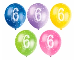 Ballonnen 6 Jaar Confetti 30cm 5st