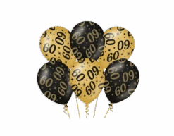 Ballonnen 60 Jaar Goud Zwart 30cm 6st