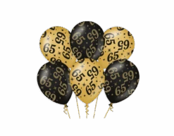 Ballonnen 65 Jaar Goud Zwart 30cm 6st