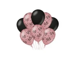 Ballonnen 65 Jaar Rose Zwart 30cm 8st