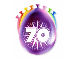 Ballonnen 70 Jaar Hoera 30cm 8st