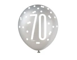 Ballonnen 70 Jaar Stippen Zwart 30cm 6st -Feestspullen Winkel ballonnen 70 jaar stippen zwart 30cm 6st 2