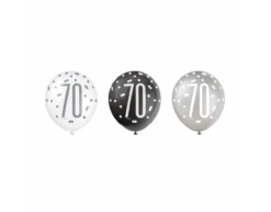 Ballonnen 70 Jaar Stippen Zwart 30cm 6st