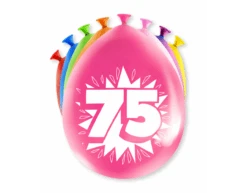 Ballonnen 75 Jaar Hoera 30cm 8st