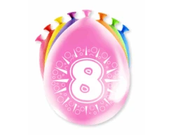 Ballonnen 8 Jaar Hoera 30cm 8st