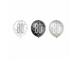 Ballonnen 80 Jaar Stippen Zwart 30cm 6st
