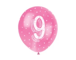 Ballonnen 9 Jaar Confetti 30cm 5st -Feestspullen Winkel ballonnen 9 jaar confetti 30cm 5st 1