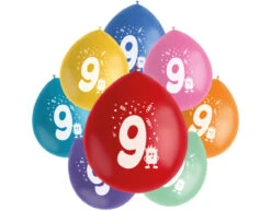 Ballonnen 9 Jaar Gekleurd 23cm 8st