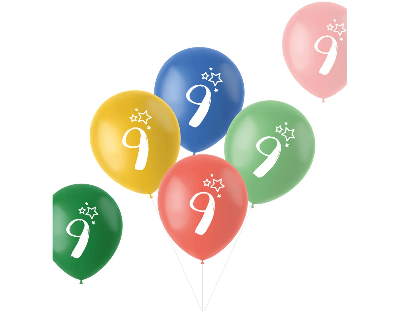 Ballonnen 9 Jaar Gekleurd 33cm 6st 1 Ballonnen 9 Jaar Gekleurd 33cm 6st