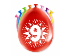 Ballonnen 9 Jaar Hoera 30cm 8st