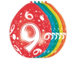 Ballonnen 9 Jaar Versiering 30cm 5st