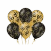 Ballonnen 90 Jaar Goud Zwart 30cm 6st
