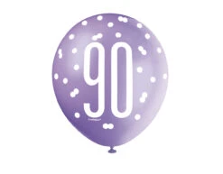 Ballonnen 90 Jaar Stippen 30cm 6st -Feestspullen Winkel ballonnen 90 jaar stippen 30cm 6st 1