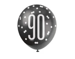 Ballonnen 90 Jaar Stippen Zwart 30cm 6st -Feestspullen Winkel ballonnen 90 jaar stippen zwart 30cm 6st 1