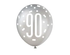 Ballonnen 90 Jaar Stippen Zwart 30cm 6st -Feestspullen Winkel ballonnen 90 jaar stippen zwart 30cm 6st 2