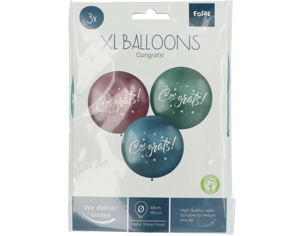 Ballonnen Congrats Paars Groen Blauw 48cm 3st 2 Ballonnen Congrats Paars Groen Blauw 48cm 3st - Afbeelding 2