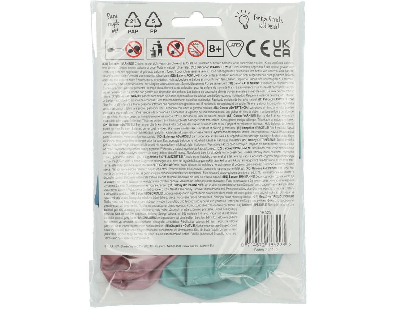 Ballonnen Congrats Paars Groen Blauw 48cm 3st 3 Ballonnen Congrats Paars Groen Blauw 48cm 3st - Afbeelding 3