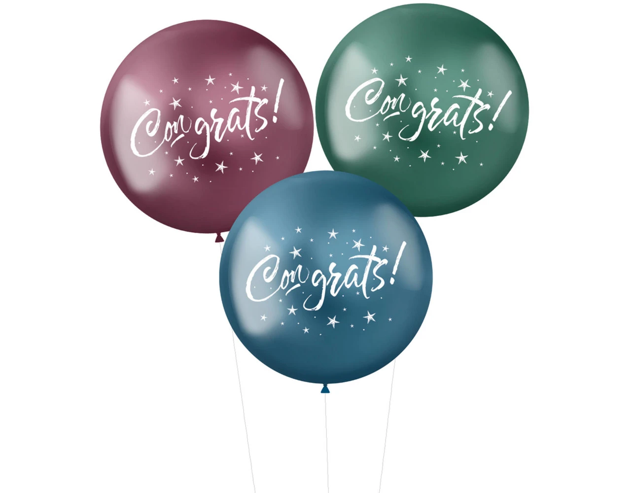 Ballonnen Congrats Paars Groen Blauw 48cm 3st 1 Ballonnen Congrats Paars Groen Blauw 48cm 3st