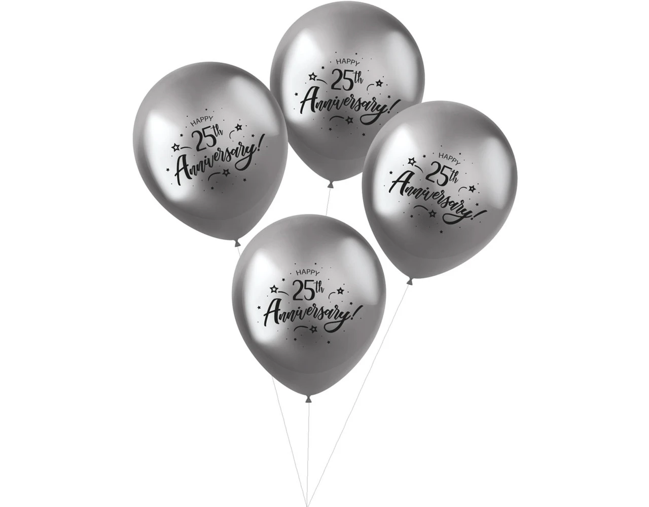 Ballonnen Happy 25Th Anniversary 33cm 4st 1 Ballonnen Happy 25Th Anniversary 33cm 4st