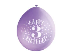 Ballonnen Happy Birthday 3 Jaar 28cm 10st -Feestspullen Winkel ballonnen happy birthday 3 jaar 28cm 10st 2