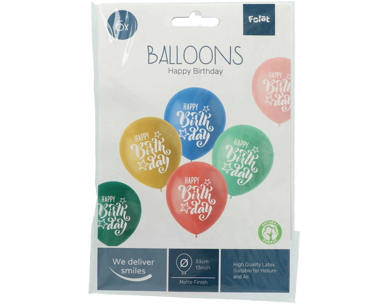 Ballonnen Happy Birthday 33cm 6st 2 Ballonnen Happy Birthday 33cm 6st - Afbeelding 2