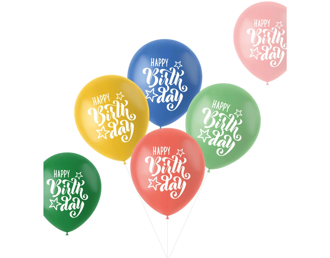 Ballonnen Happy Birthday 33cm 6st 1 Ballonnen Happy Birthday 33cm 6st