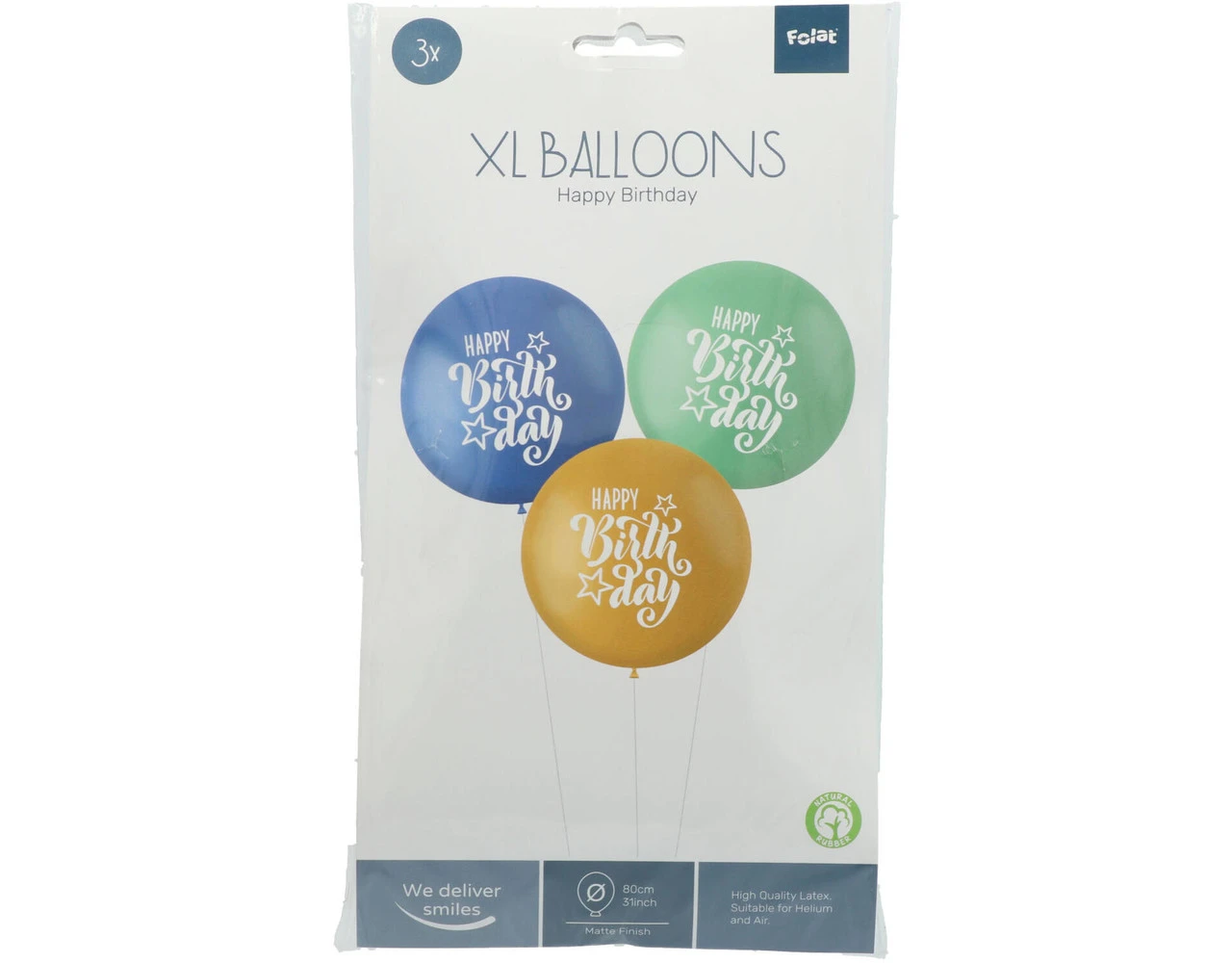 Ballonnen Happy Birthday 80cm 3st 2 Ballonnen Happy Birthday 80cm 3st - Afbeelding 2