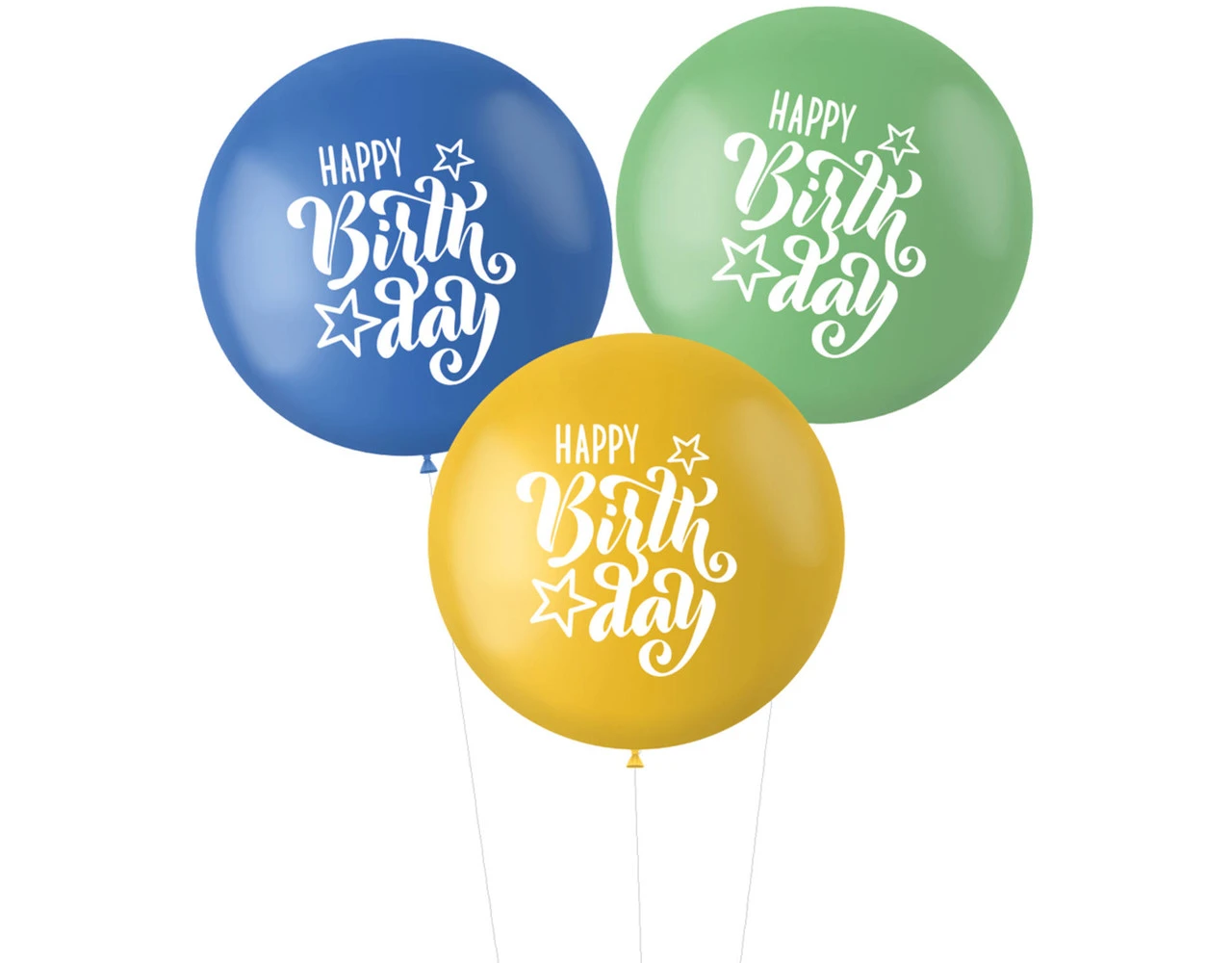 Ballonnen Happy Birthday 80cm 3st 1 Ballonnen Happy Birthday 80cm 3st