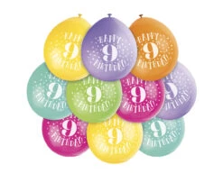 Ballonnen Happy Birthday 9 Jaar 28cm 10st