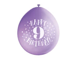 Ballonnen Happy Birthday 9 Jaar 28cm 10st -Feestspullen Winkel ballonnen happy birthday 9 jaar 28cm 10st 6