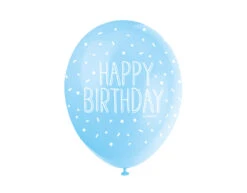 Ballonnen Happy Birthday Confetti Blauw 30cm 5st -Feestspullen Winkel ballonnen happy birthday confetti blauw 30cm 5st 1