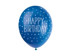 Ballonnen Happy Birthday Confetti Blauw 30cm 5st -Feestspullen Winkel ballonnen happy birthday confetti blauw 30cm 5st 2