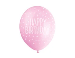 Ballonnen Happy Birthday Confetti Roze 30cm 5st -Feestspullen Winkel ballonnen happy birthday confetti roze 30cm 5st 1